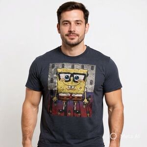 SpongeBob SquarePants 2014 Nickelodeon Graphic Tee Blue Sz XL